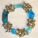 Antique Silver Plated with Turquoise Beads Bracelet for Teens