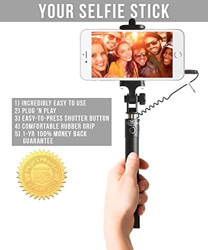 *ON SALE TODAY* - Android and iPhone Selfie Stick - Adventure Imaging Gear® "Best Selfy Stick" Self-Portrait Monopod iPhone 4,4s,5,5c,5s,6,6 Plus or Samsung Galaxy S2,S4,S5,S6 Edge, Note 2,3,4