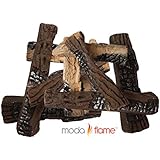 Moda Flame Set of 10 Ceramic Wood Fireplace Logs