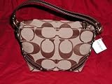 Coach Carly Signature Khaki & Chocolate Brown Top Handle Pouch / Make-up / Toiletry Bag – F40347 40347 Reviews