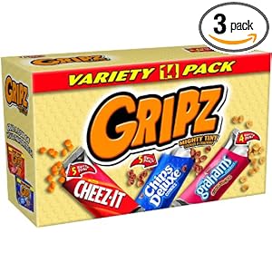 Gripz Variety Pack (Cheez-It, Chips Deluxe, Grahams Cinnamon), 14-Count Boxes (Pack of 3)
