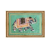 Beautiful Elephant Handmade Oil Painting On Silk Fabric With Frame (Free Shipping) Pntg0021a