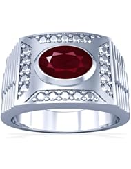 14K White Gold Oval Cut Ruby Solitaire Ring