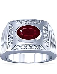 18K White Gold Oval Cut Ruby Solitaire Ring