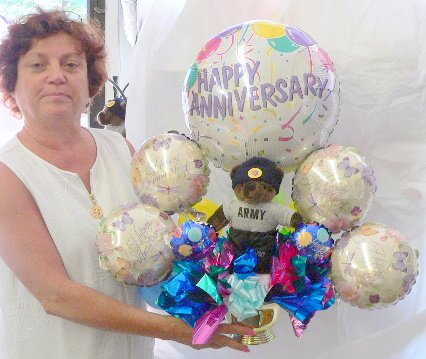 51gK%2BNExsnL U.S. ARMY MILITARY HAPPY ANNIVERSARY GIFT   BIG 26 2 FEET TALL HAPPY ANNIVERSARY BALLOONS WITH TEDDY BEAR BOUQUET CENTERPIECE   14 Total Balloons and Big Soft Army Teddy Bear
