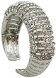 Bling Austrian Ice Crystal Multi Row Cuff Bracelet - Rhodium Plated