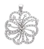 C.Z. Outlined Flower Sterling Silver Pendant And Brooch Nice Holiday Gift (Spacial Sale) Free Gift if You spend $50 Today