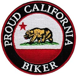 Proud California Biker Embroidered Patch Californian Flag Iron-On Motorcycle Emblem
