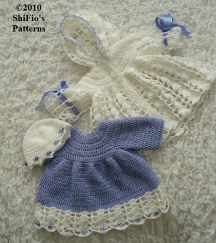 Crochet Pattern - CP158 - Baby Hooded Matinee Jacket, Dress and Hat - 0-3mths - USA Terminology