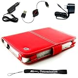 FF LEATHER COVER SLEEVE CASE with USB 2in1 Data Cable, Car Charger, and Wall Charger with 4-inch eBigValue TM Determination Hand Strap for the Sony Reader eBook Touch Edition PRS-600