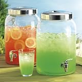 Clear Glass Cold Drink Dispenser Jug with Pouring Spigot