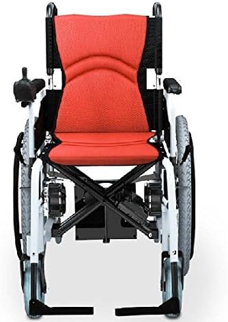Accessbuy® NEW Electric Aluminium Alloy Power Portable Lightweight Wheelchairs for Disabled and Elderly People -upgraded version:43.5% reduction in weight (red+lithium battery)