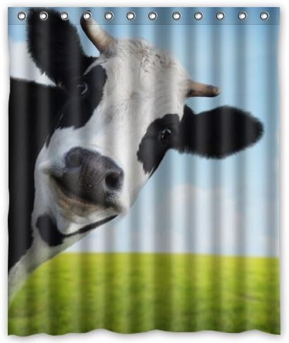 KXMDXA Milk Cow Pasture Meadow Grassland Waterproof Polyester Bath Shower Curtain Size 60x72 Inch