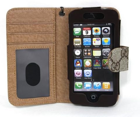 Giffshop Wallet Leather Case for I4/4s Luxury Flip Cover for Iphone 4/4s Pouch with Credit Card Slot (No.7)