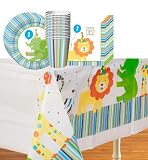 Sweet Safari Blue 1st Birthday Party Kit for 16 Guests