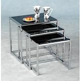 Renmark Nest of Tables in Black Glass and Chrome