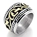 KONOV Vintage Mens Stainless Steel Band Ring, Gold Black Silver