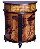 Unique Interesting Unusual Accent Chest Best Price Value - 27 Village Gathering 1/2 Round Asian Art Print Liquor Cabinet