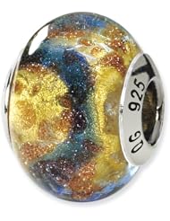 Sterling Silver Yellow/Gold/Blue Italian Murano Charm Bead Fits Pandora Chamilia Biagi Bracelet