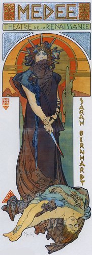 1897 Medee Theatre Renaissance with Lady Sarah Bernhardt By Alphonse Mucha Was a Czech Art Nouveau Painter and Decorative Artist 12