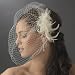 Bridal Headpiece - Ivory Feather Fascinator with Cage Veil