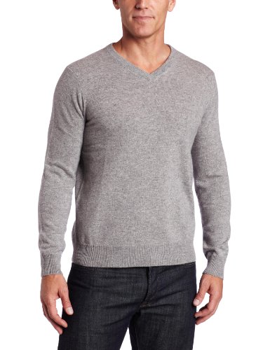 Williams Cashmere Men's 100% Cashmere V-Neck Sweater, Hthr Grey, Medium