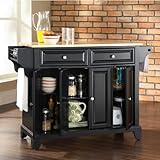 Crosley Furniture Newport Natural Wood Top Kitchen Island in Black