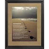 Footprints In The Sand Ocean Beach Religious Picture Black Framed Art Print by Art Prints Inc