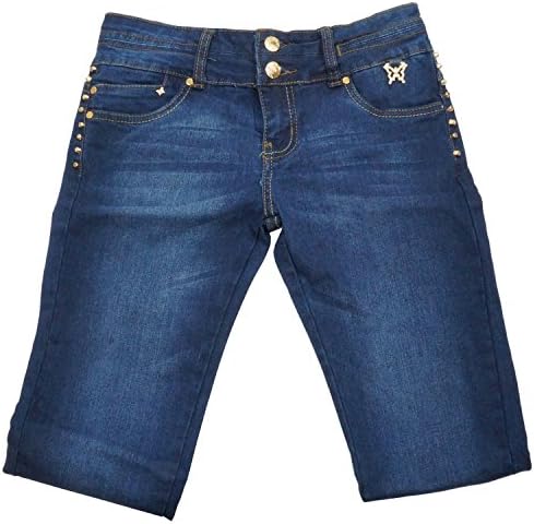 Bonage Fashion Designer Women's Skinny Denim Blue Jeans with Butterfly Accent