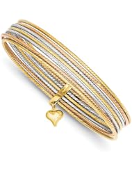 14k Tri-color Slip On 7 Bangles, Best Quality Free Gift Box Satisfaction Guaranteed