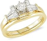 14K Yellow Gold 1/2 Carat Diamond Wedding Band and Engagement Ring (H I J,I1 I2)