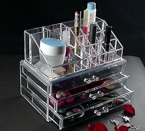 Makeup Clear Acrylic Organizer Drawers Grids Display Box Storage 3 Layers
