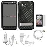 Matte Black with Silver Plaid Design 2 Piece Protective Snap-On Case for HT ....