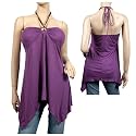 Purple O-ring Accent Assymetric Plus Size Halter Top
