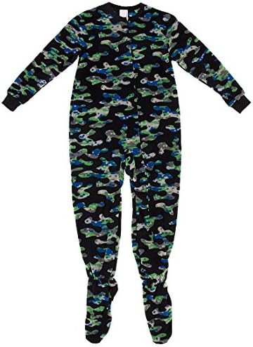 Komar Kids Little Boys' Black Camo Footed Pajamas S/6-7