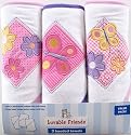 Luvable Friends 3-Pack Patches Hooded Towels, Pink