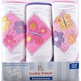 Luvable Friends 3-Pack Patches Hooded Towels, Pink by Luvable Friends