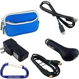 Ultimate Travel Kit: Neoprene Dual Pocket Zipper Case (Blue), Mini HDMI Type C to HDMI Type A Cable, Micro USB to USB Cable (3 Feet), Car Charger, Wall Travel/Home Charger, and Carabiner Key Chain for the Kodak PlaySport HD Waterproof Pocket Video Camera