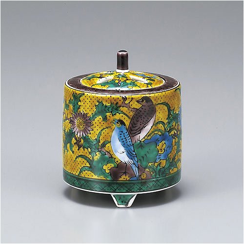 九谷焼 香炉 吉田屋花鳥 