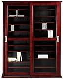 Oak Veneer Double Multicolormedia Case With Glass Doors, GLASS DOORS, CHERRY