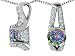 2.50 cts 925 Sterling Silver 14K White Gold Plated Genuine Round Mystic Rainbow Topaz Pendant