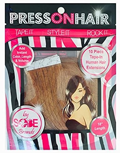 Press On Hair Straight Tape Extensions, Dark Blonde, 18 Inch