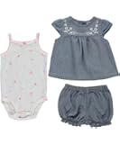 Carter's Baby Girls' "Chambray & Flowers" 3-Piece Set