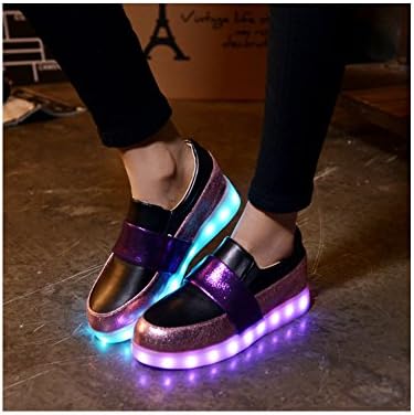 UMEYS 7 Colors LED Elevator Shoes Women USB Charging Light Colorful Height Increasing Shoes (6.5, black)
