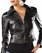 Zip Collar Leather Bomber Jacket Product Image