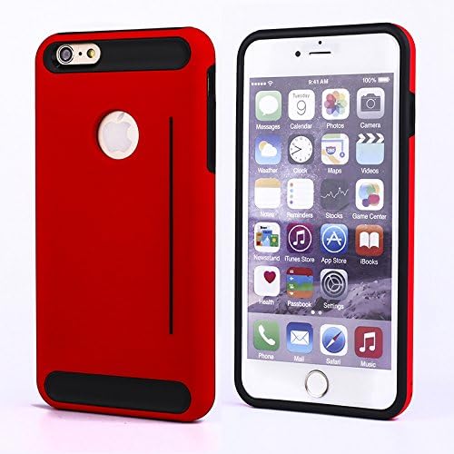 Toboy® iPhone 6 Case with Card Slot Holster Newest Slim Tough Resistant [Scratch-Resistant] [Perfect Fit] for Apple iPhone 6 (Red)