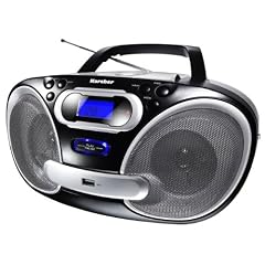 Karcher RR5050 Tragbares Stereo Radio (CD/MP3-Player, UKW-Radio, USB 2.0, 50 Watt (PMPO)) schwarz/silber