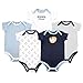 Luvable Friends Unisex Baby Cotton Bodysuits, Baseball Short Sleeve 5 Pack, 0-3 Months (3M)