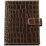 Crocodile Embossed Leather Brag Book with Strap, Holds 20, 4