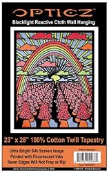 Field of Shrooms Blacklight Reactive Cloth Wall Hanging